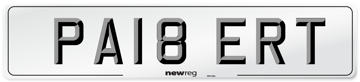 PA18 ERT Number Plate from New Reg
